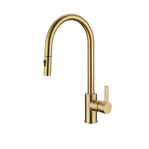 P&P Otus Sink Mixer with Pull Out Spray Brushed Gold PC1016SB-BG