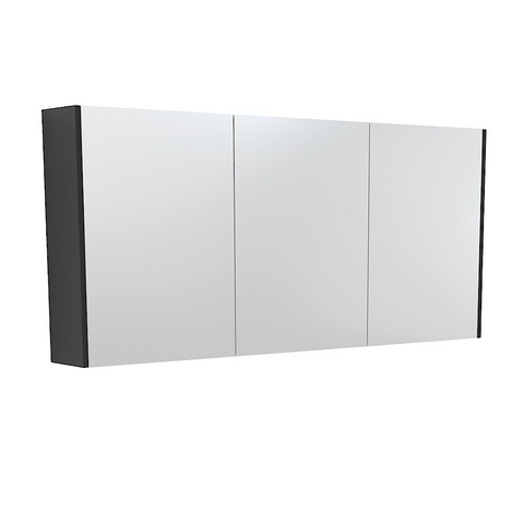 Fienza Mirror Cabinet 1500mm with Side Panels Satin Black PSC1500B