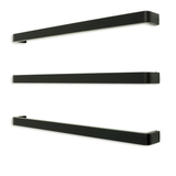 Radiant Matt Black 800mm Single Square Bar with Rounded ends Heated (Left or Right Wiring) BLK-VAIL-800
