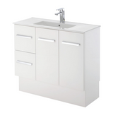 Fienza Delgado 900mm Vanity Unit Kickboard Left Drawers White 90DKL