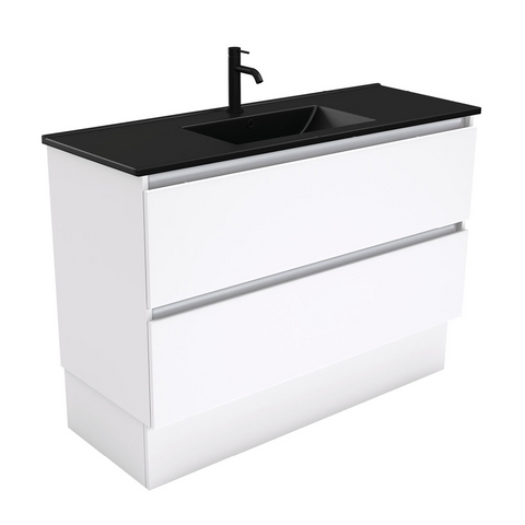 Fienza Dolce Matte Black Quest White 1200mm Vanity Kickboard TCLB120QK