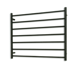 Radiant Matte Black 900 x 750mm Round Heated Towel Rail (Left Wiring) BRTR08LEFT