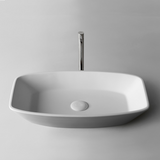 Kaskade Amadea Rectangular Counter Top Basin 600mm Stone Matte White RSA09-600