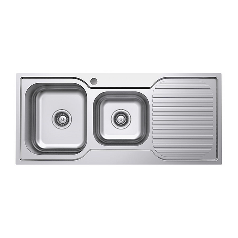 Fienza Tiva Double Kitchen Sink Left Hand Bowl 1080x480x180mm Stainless Steel 68106L