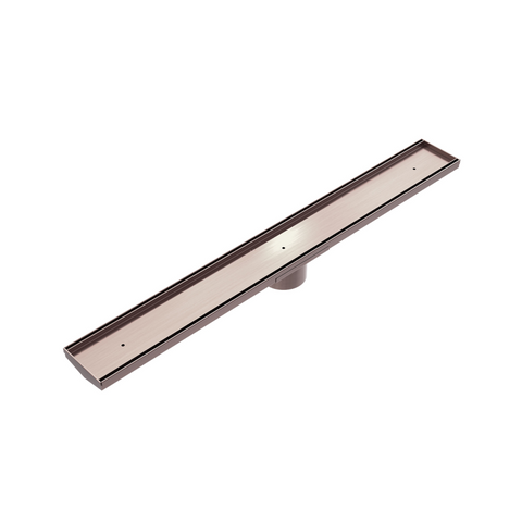 Nero Tile Insert V Channel 900x106mm Floor Grate 90mm Outlet Brushed Bronze NRFG001HSBZ