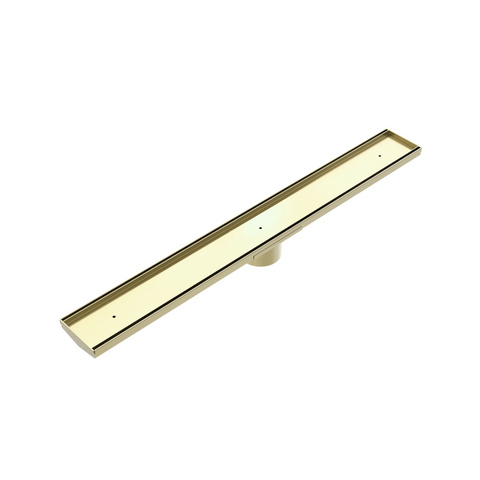 Nero Tile Insert V Channel 900x106mm Floor Grate 90mm Outlet Brushed Gold NRFG001HSBG