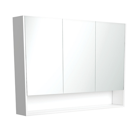 Fienza Mirror Cabinet 1200mm with Undershelf Satin White PSC1200SMW