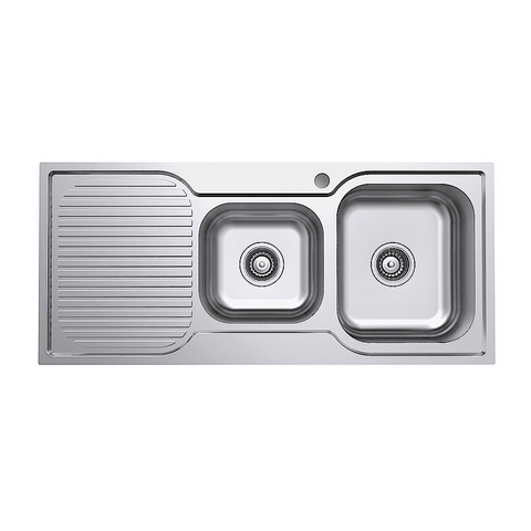 Fienza Tiva Double Kitchen Sink Right Hand Bowl 1080x480x180mm Stainless Steel 68106R