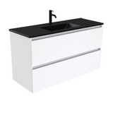 Fienza Dolce Matte Black Quest White 1200mm Vanity Wall Hung TCLB120Q