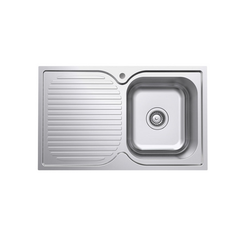 Fienza Tiva Single Kitchen Sink Right Hand Bowl 780x480x180mm Stainless Steel 68104R