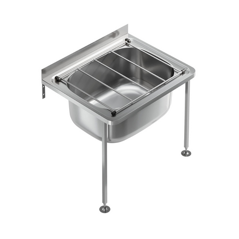 Fienza Cleaners Single 35L Sink with Floor Legs (Basket Waste Not Inc.) Stainless Steel 68800F