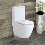 Fienza Koko Toilet Suite S-Trap 90-160mm White - Chrome Buttons K002A