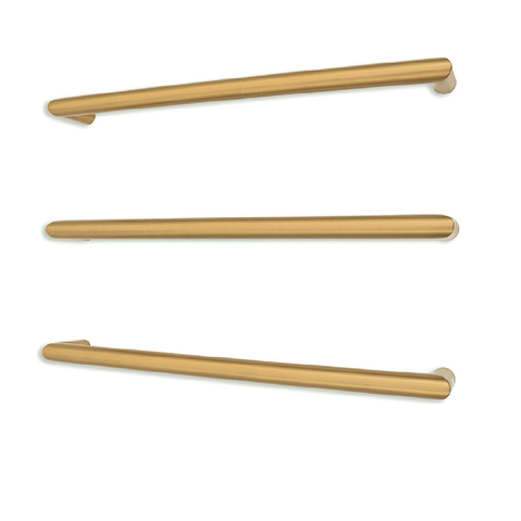 Radiant Brushed Gold 650mm Round Single Bar Heated Towel Rail (Left or Right Wiring) GLD-SBRTR-650