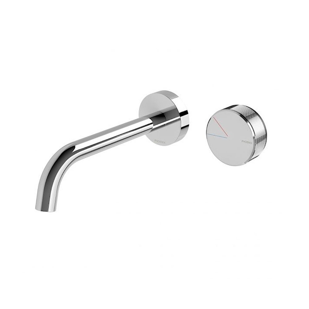 Phoenix Axia Wall Basin/Bath Curved Outlet Mixer Set 180mm Chrome 117-7815-00