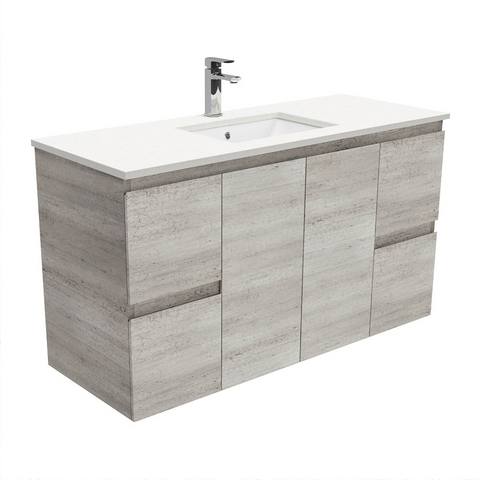 Fienza Crystal Pure Undermount Stone Top, Edge Industrial  1200mm Wall Hung Vanity Unit SC120X