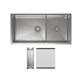 Fienza Hana Double Kitchen Sink 40L/27L (Ultimate Sink Kit) Stainless Steel 68406-KIT