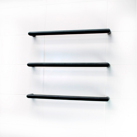 Radiant Black 650mm Round Single Bar Heated Towel Rail (Left or Right Wiring) BSBRTR-650
