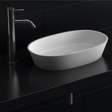 Kaskade Solaya Oval Counter Top Basin 600mm Stone Matte White RSA1-600