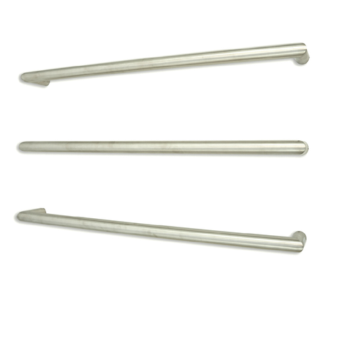 Radiant Brushed 800mm Round Single Bar Heated Towel Rail (Left or Right Wiring) BRU-SBRTR-800