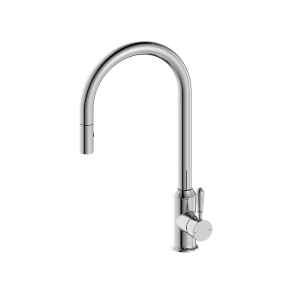 Nero York Pull Out Sink Mixer with Vegie Spray Function with Metal Lever Chrome NR69210802CH