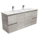 Fienza Crystal Pure Undermount Stone Top, Edge Industrial  1500mm (Double Basin) Wall Hung Vanity Unit SC150XD