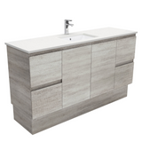 Fienza Crystal Pure Undermount Stone Top, Edge Industrial  1500mm (Single Basin) Vanity Unit with Kickboard SC150XKS