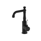 Nero York Basin Mixer With White Porcelain Lever Matte Black NR69210101MB