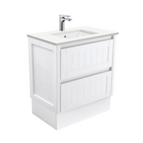 Fienza Crystal Pure Undermount Stone Top, Hampton 750mm Vanity Unit with Kickboard White SC75TK