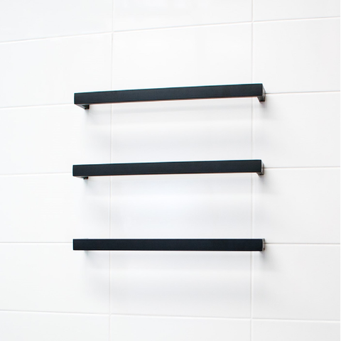 Radiant Black 650mm Square Single Bar Heated Towel Rail (Left or Right Wiring) BSBSTR-650