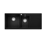 Blanco Naya 8S Sink Inset Double Bowl with Right Hand Drainer 1160mm (Matte Black) Black NAYA8SBK 526830