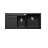 Blanco Naya 8S Sink Inset Double Bowl with Left Hand Drainer 1160mm (Matte Black) Black NAYA8SBRK5 526831