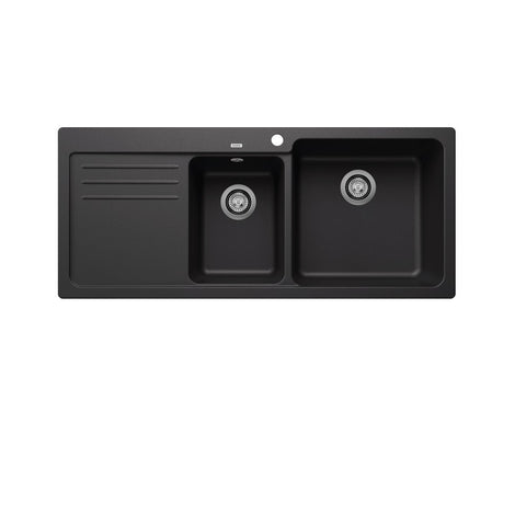 Blanco Naya 8S Sink Inset Double Bowl with Left Hand Drainer 1160mm (Earthy Black) Anthracite NAYA8SRK5 526834