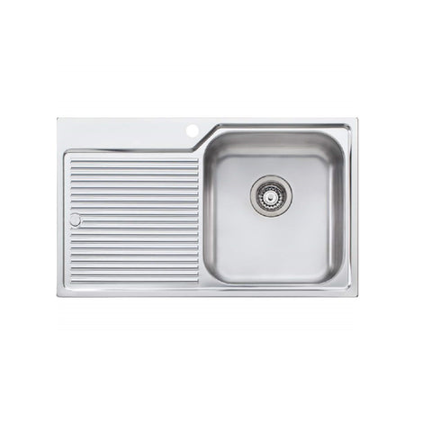 Oliveri Nu-Petite 825mm Single Bowl Sink With Left Hand Drainer Stainless Steel NP622