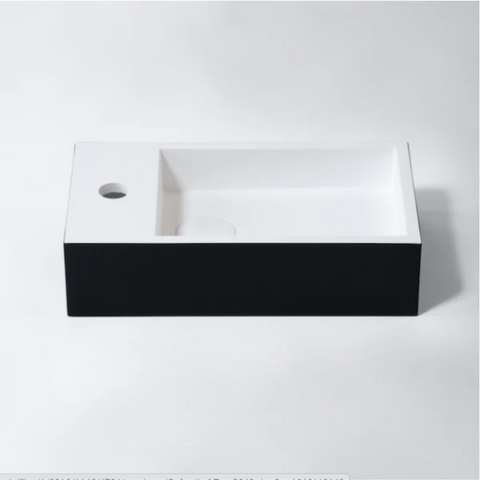 Eight Quarters Basin Oxford Wall Hung (Left Tap) Black & White EQOXL-BW
