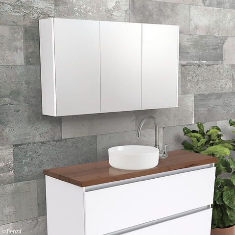 Fienza Mirror Cabinet 1200mm with Side Panels Satin White PSC1200MW