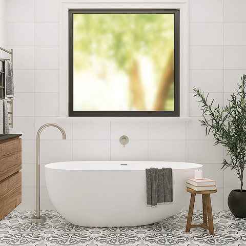 Fienza Bahama Cast Stone Solid Surface Bath 1500mm No Overflow Matte White ST031500NO (4597285978172)