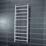 Radiant Low Voltage Brushed Satin 430 x 1100mm Round Heated Towel Rail (Left Wiring) 12V-BRU-RTR430LEFT