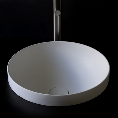 Kaskade Arundel Round Semi Inset Basin 385mm Stone Matte White VXA90-385