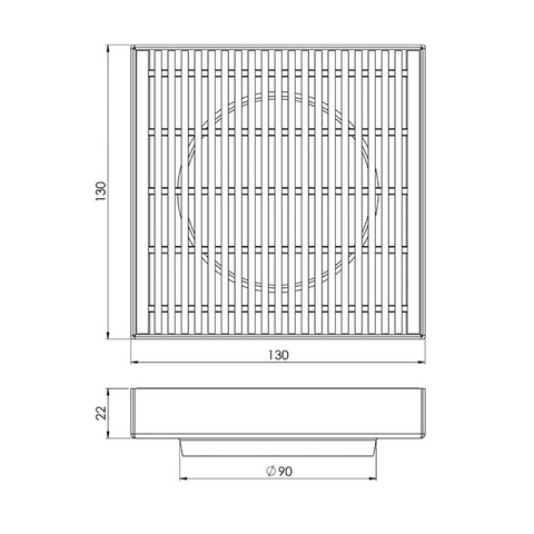 Phoenix Point Drain HG 130mm Outlet 90mm Stainless Steel 202-2305-51