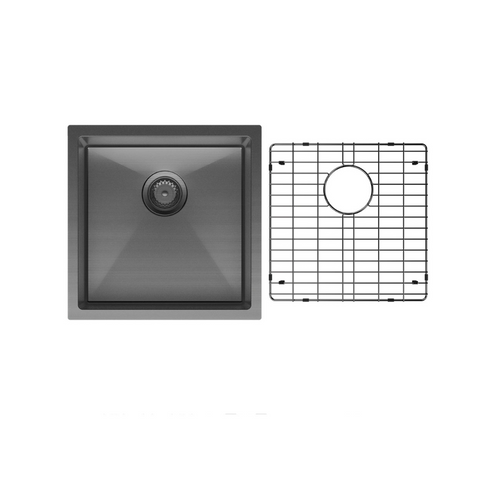 Fienza Hana Single Kitchen 32L Sink Kit PVD Carbon Metal 68401CM-KIT