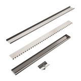 Nero Tile Insert V Channel 900mm Long Floor Grate 50mm Outlet With Hole Saw Brushed Nickel NRFG002HSBN