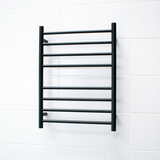 Radiant Matte Black 530 x 700mm Round Non Heated Towel Rail BLTR530