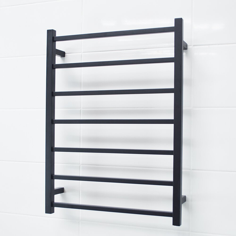Radiant Matte Black 600 x 800mm Square Heated Towel Rail (Right Wiring) BSTR01RIGHT
