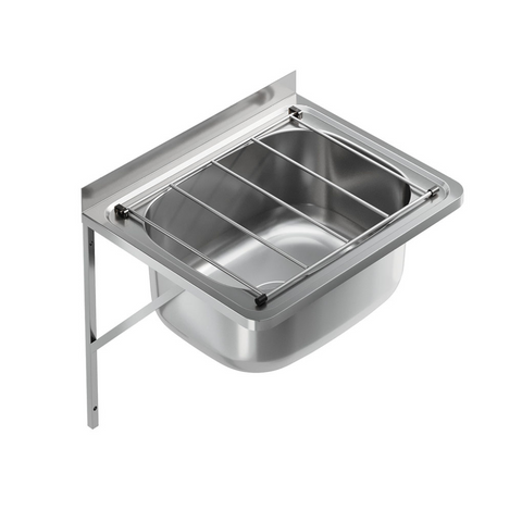 Fienza Cleaners Single 35L Sink with Wall Brackets Kit (Basket Waste Not Inc.) Stainless Steel 68800W