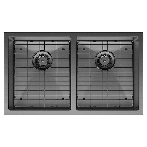 Fienza Hana Double Kitchen 27L Sink PVD Carbon Metal 68403CM