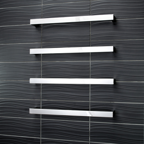Radiant Polished 650mm Square Single Bar Heated Towel Rail (Left or Right Wiring) SBSTR-650