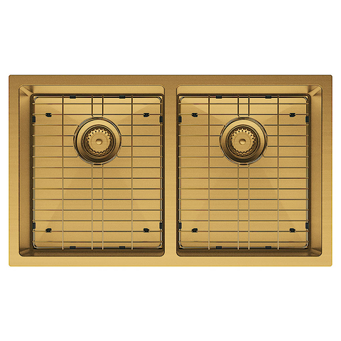 Fienza Hana Double Kitchen 27L Sink PVD Rugged Brass 68403RB