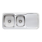 Oliveri Lakeland 1080mm 1 & 3/4 Double Left Hand Bowl Sink Stainless Steel LL136