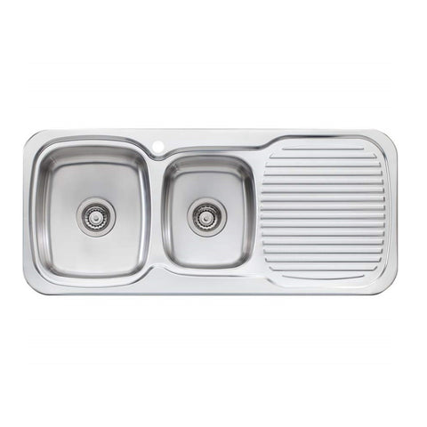 Oliveri Lakeland 1080mm 1 & 3/4 Double Left Hand Bowl Sink Stainless Steel LL136