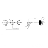 Phoenix Axia Wall Basin / Bath Curved Outlet Hostess Set 180mm Brushed Nickel 117-1125-40